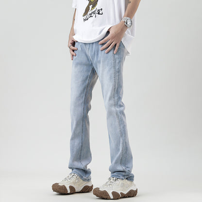 Fashion Personalized Washed Yellow Jeans Men