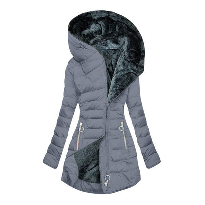 Fashion Long-sleeve Zipper Cotton-padded Coat Women