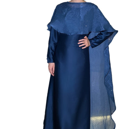 Muslim Solid Color Rhinestone Two-piece Suit With A Shawl Robe