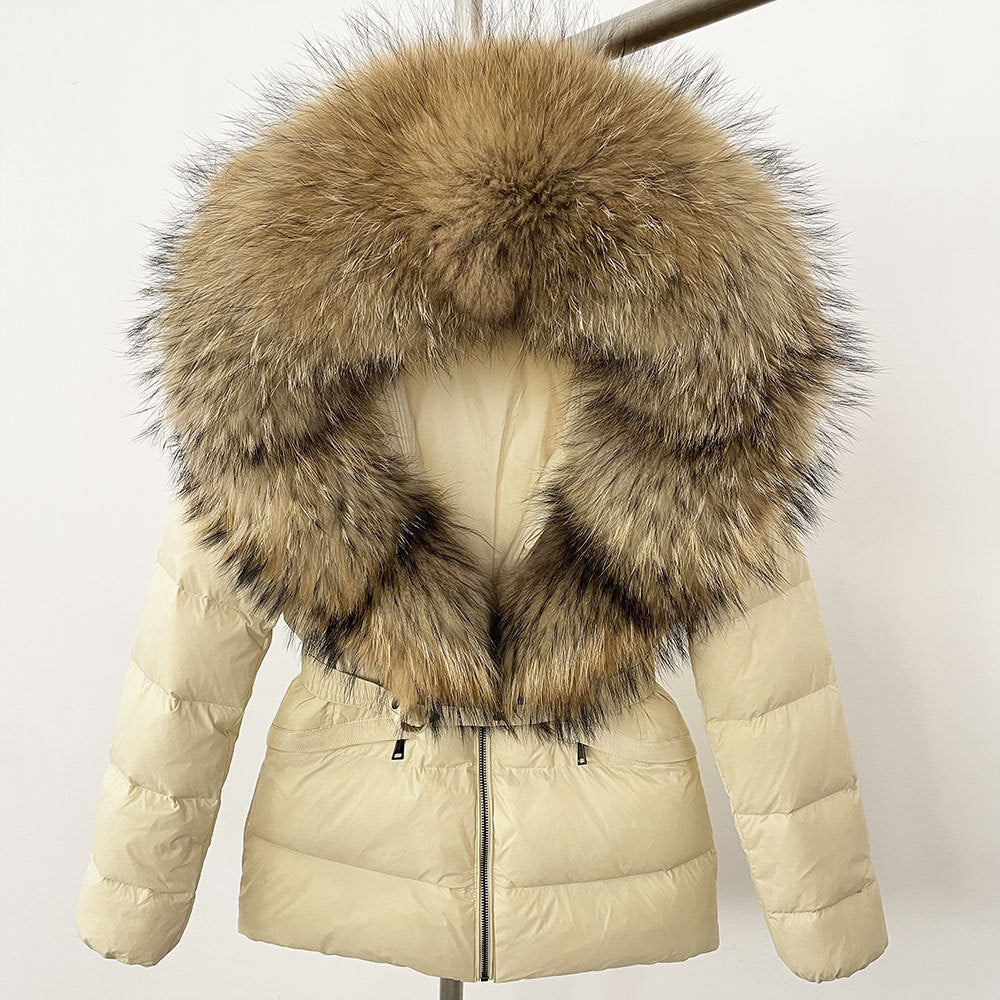 Short Women's Thickened Slim Fit Waist-tight Fur Down Jacket
