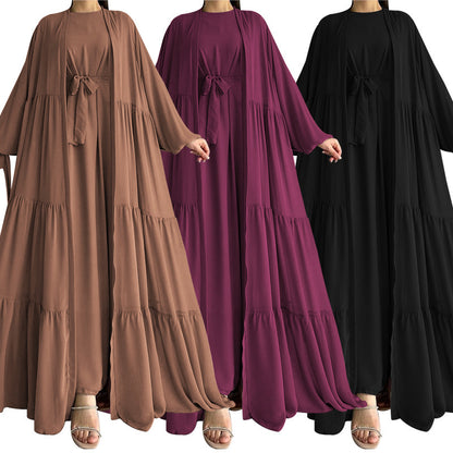 Muslim Solid Color Vest Dress Fashion