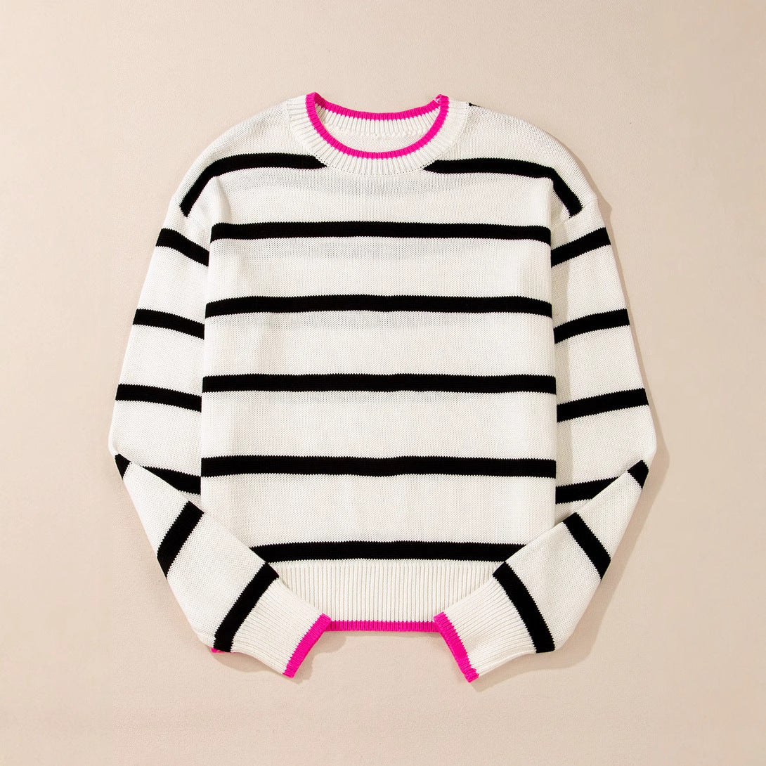 Pullover Sweaters Striped Contrast Color Knitwear