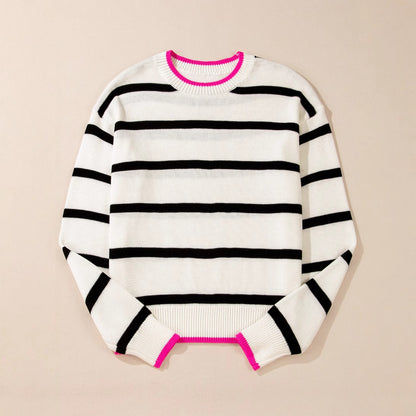 Pullover Sweaters Striped Contrast Color Knitwear