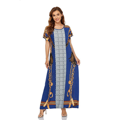 Muslim Women's Dress Short Sleeve Loose Hem