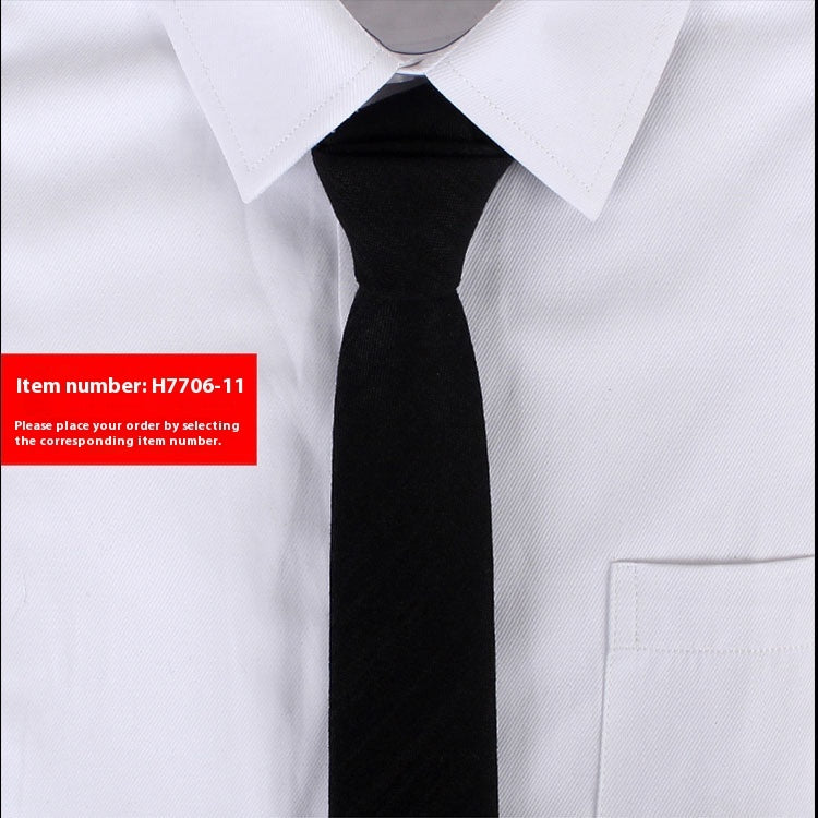 Solid Color Korean Style Narrow Cotton Men's 6cm Formal Wear Business Casual Wedding Tie
