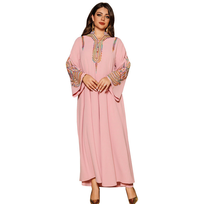 Women's Embroidered Rope Embroidered Muslim Dress