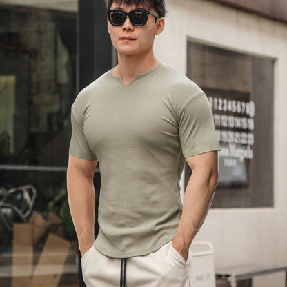 Workout Casual Small Collar Short Sleeve Thread Cloth Personality Training