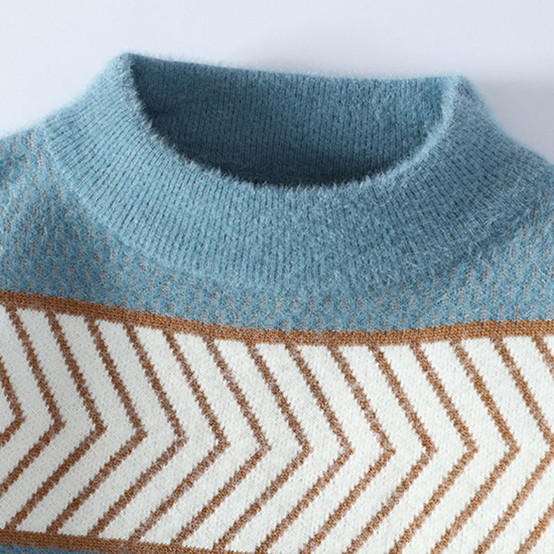 Fashion Striped Thermal Head Cover Knitwear