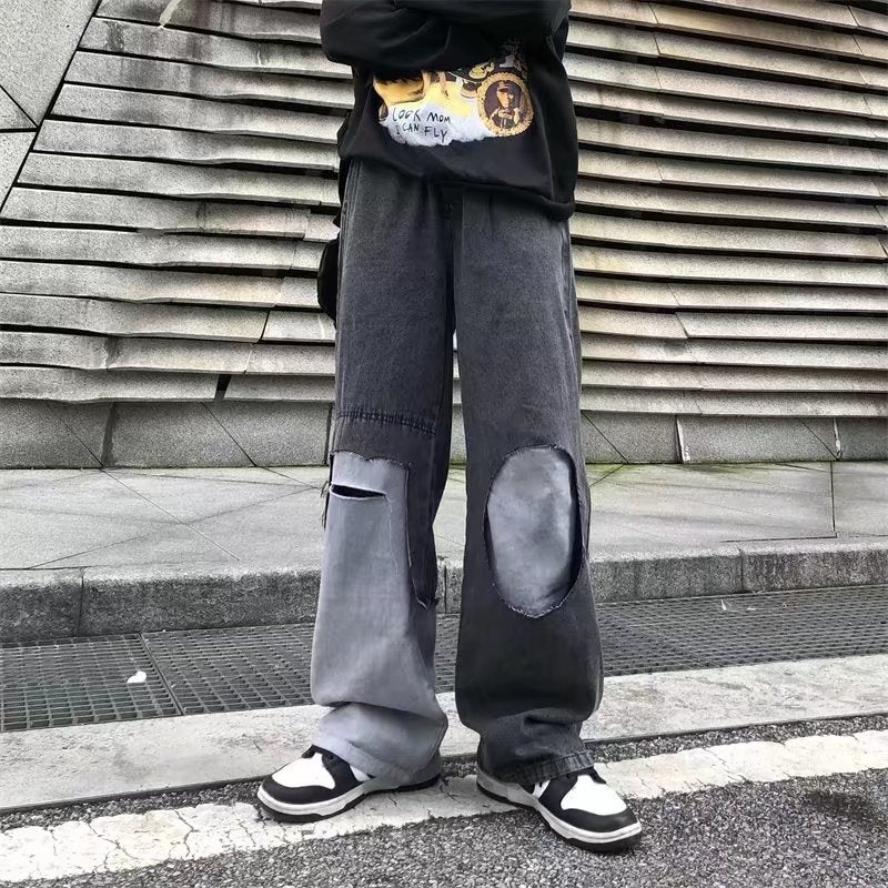 Men's All-match Gradient Loose Retro Harbour Style Ripped Jeans