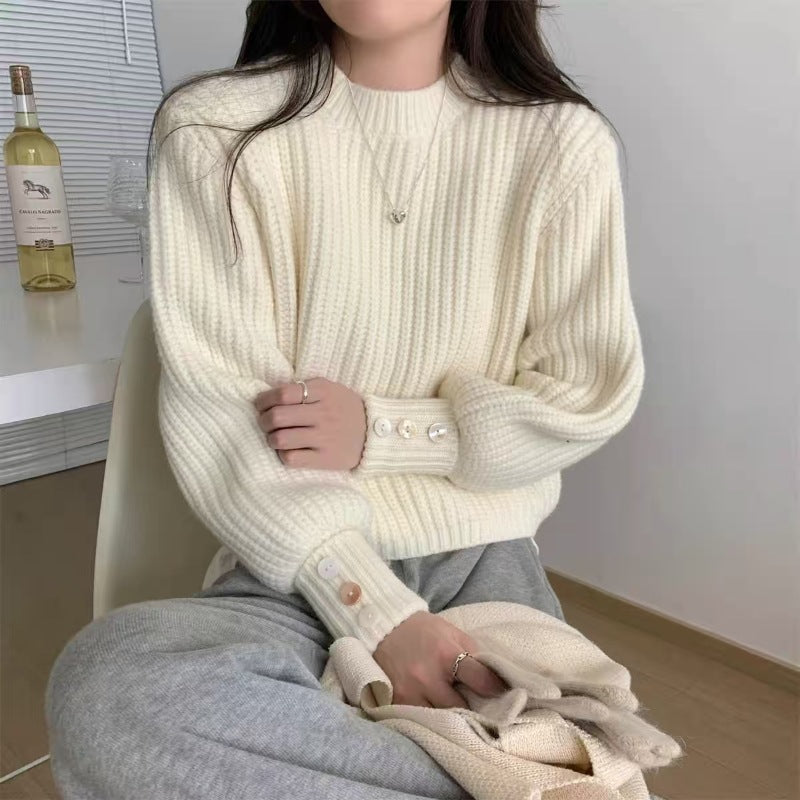 Retro Crew Neck Knitwear Women's Inner