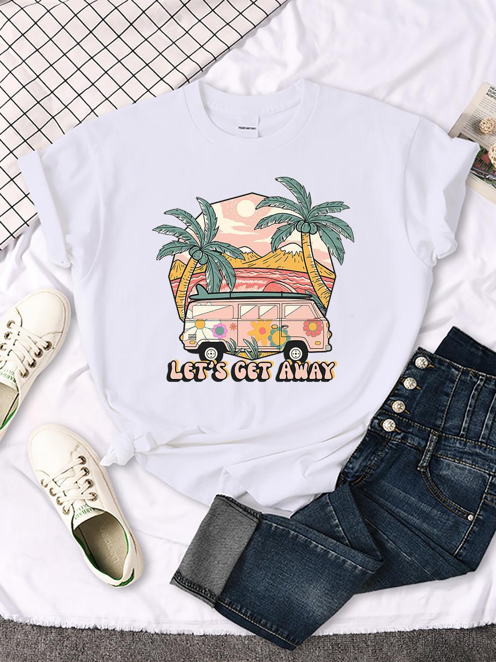 Let's Get Away Vacation Pattern Female T-shirts