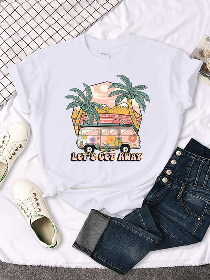 Let's Get Away Vacation Pattern Female T-shirts
