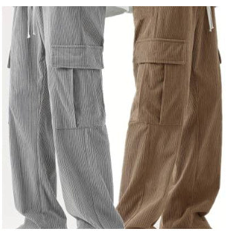 Autumn And Winter Corduroy Loose Straight Cargo Pants