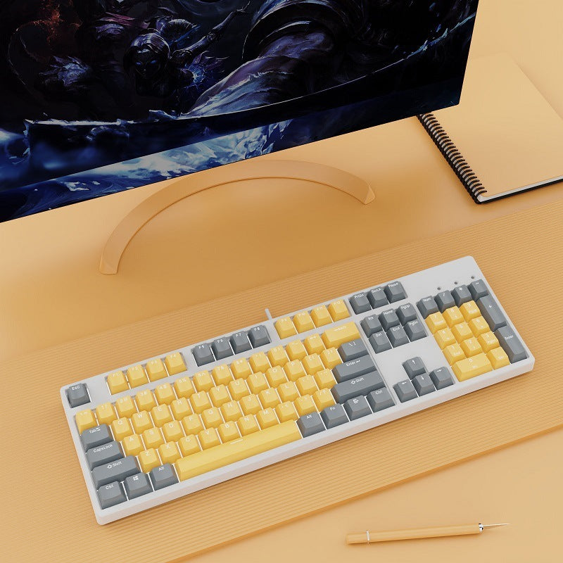 Two-color Keyboard Wired Office Green Black Tea Red Axis Hot Plug Computer