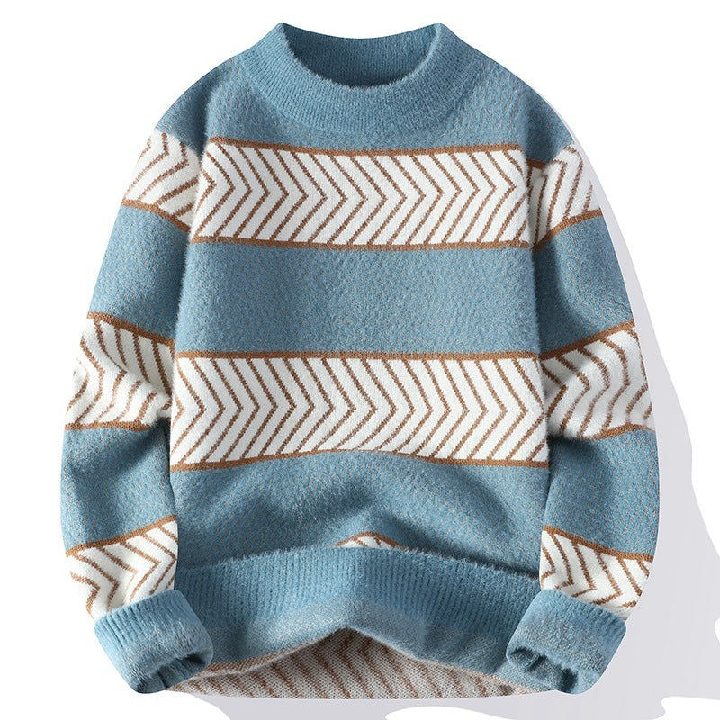 Fashion Striped Thermal Head Cover Knitwear