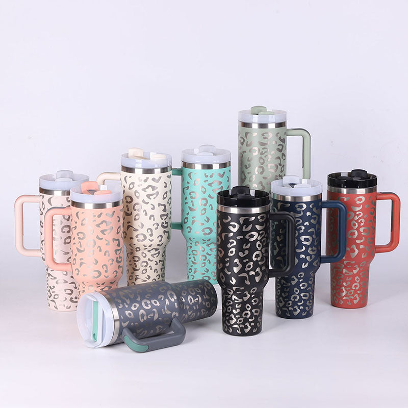 Tumbler with Handle & Straw – Stainless Steel Spill-Proof Travel Mug with Lid