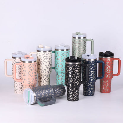 Tumbler with Handle & Straw – Stainless Steel Spill-Proof Travel Mug with Lid