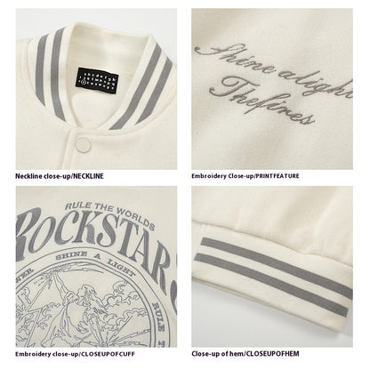 High Street Heavy Embroidered Woolen Baseball Jacket Men