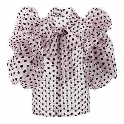 Short Polka Dot Shirt Women Summer New Korean Style Loose Design Niche Short-sleeved Chiffon Cardigan Top
