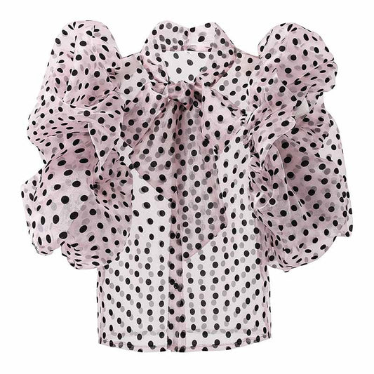 Short Polka Dot Shirt Women Summer New Korean Style Loose Design Niche Short-sleeved Chiffon Cardigan Top