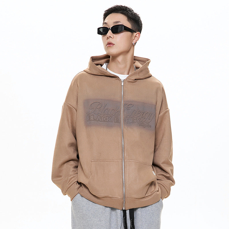 Suede Hooded Cardigan Coat Women