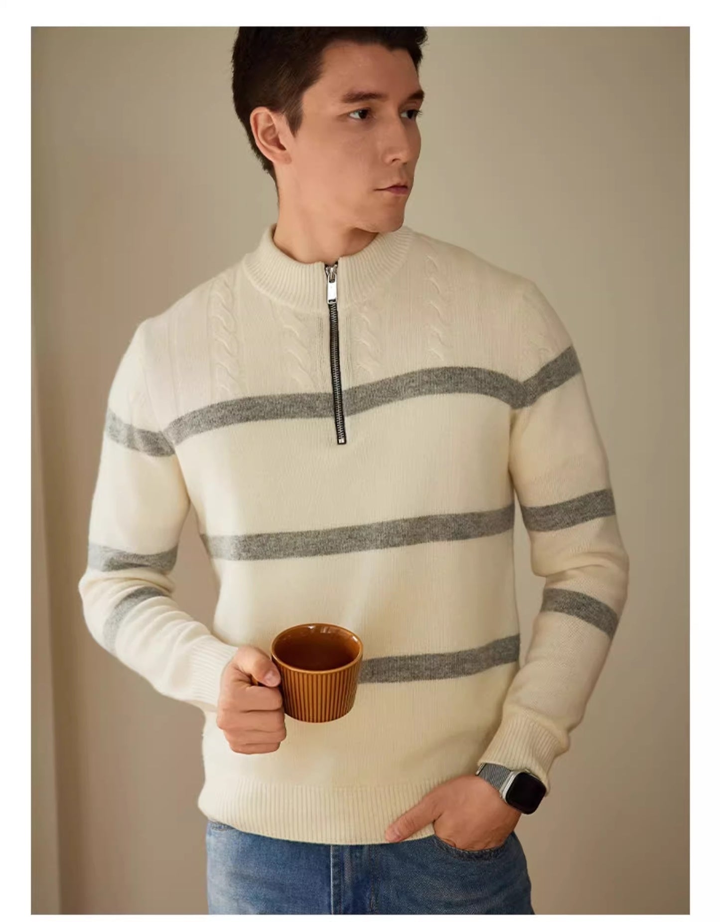 High-end Stripe Warm Knitwear