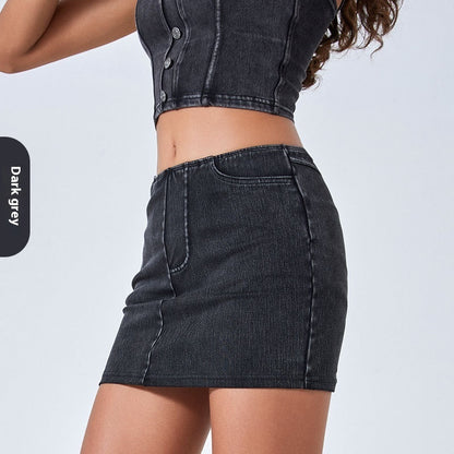 Spring And Summer New Color High Waist Denim Yoga Skirts