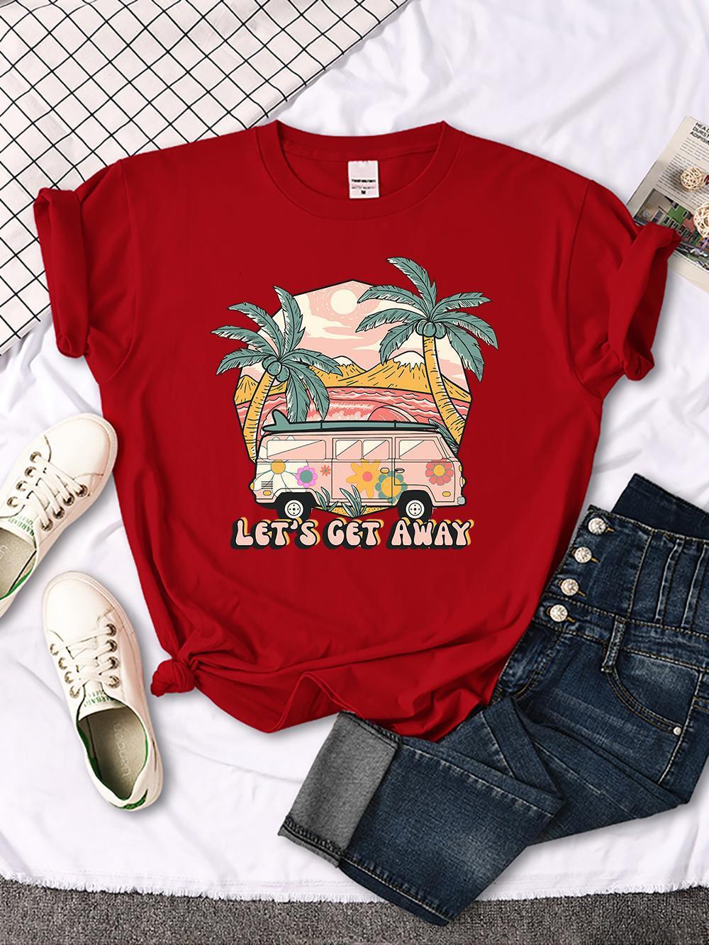 Let's Get Away Vacation Pattern Female T-shirts