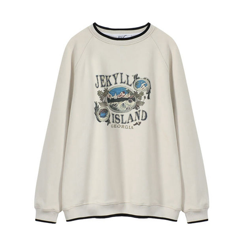 Early Autumn Lazy Style Printed Sweater Women