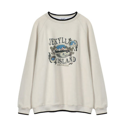 Early Autumn Lazy Style Printed Sweater Women