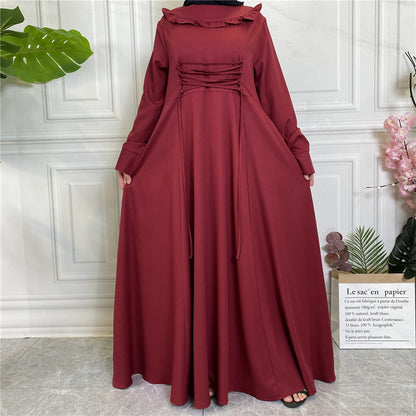Amazon Hot Ebay Hot Sale Middle East Thick Crepe Skirt Large Hem Long Sleeve Muslim 6430