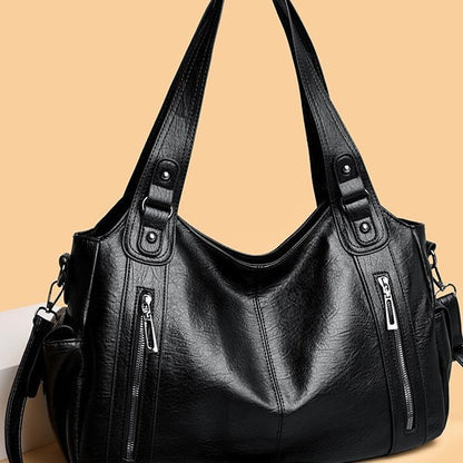 Retro Solid Color Simple Textured One-shoulder Bag Large Capacity Women