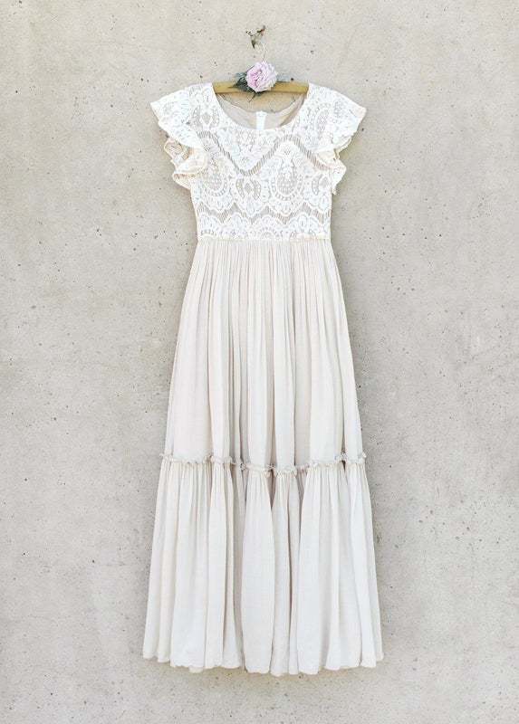 Summer Girls Lace Cotton Bohemia Long Dresses Baby Kids Flow