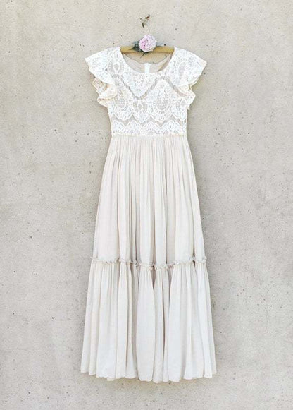 Summer Girls Lace Cotton Bohemia Long Dresses Baby Kids Flow