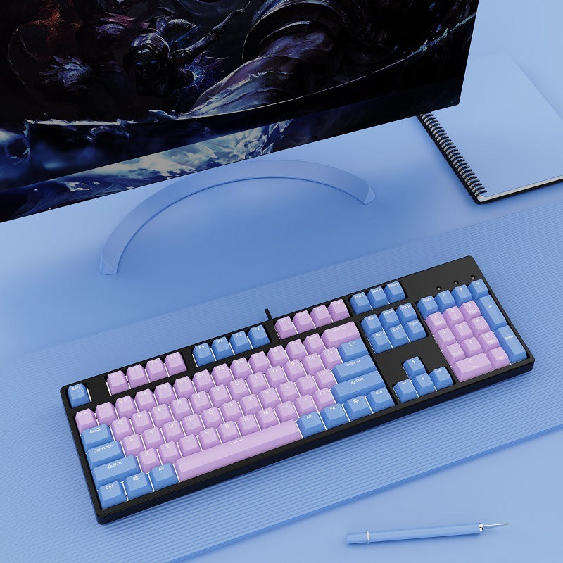 Two-color Keyboard Wired Office Green Black Tea Red Axis Hot Plug Computer