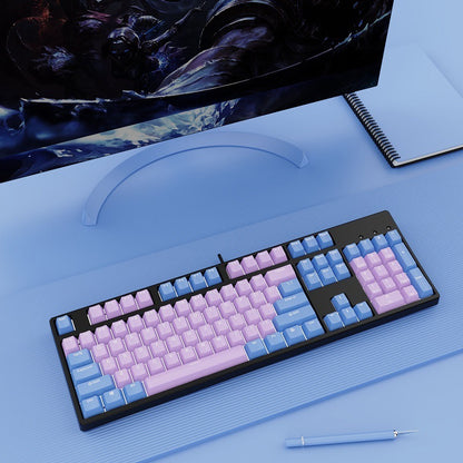 Two-color Keyboard Wired Office Green Black Tea Red Axis Hot Plug Computer