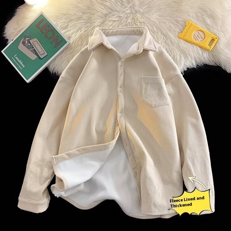 Fleece Thermal Long Sleeves Lapel Shirt Coat