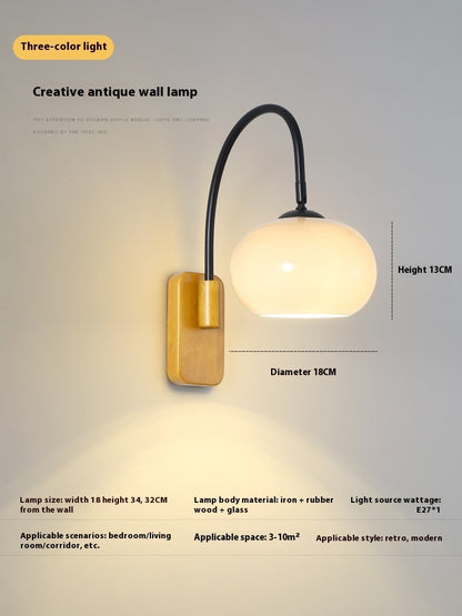 Bedside Wall Lamp Creative Retro Glass Wall LED Lamp