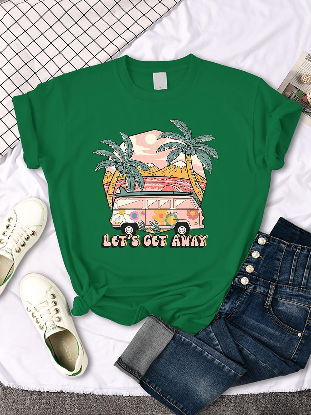 Let's Get Away Vacation Pattern Female T-shirts