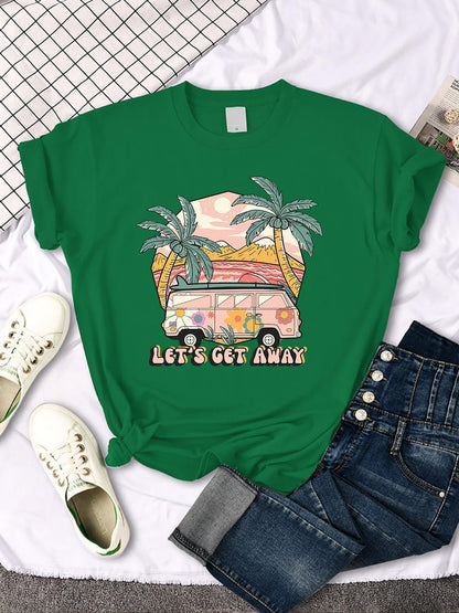 Let's Get Away Vacation Pattern Female T-shirts