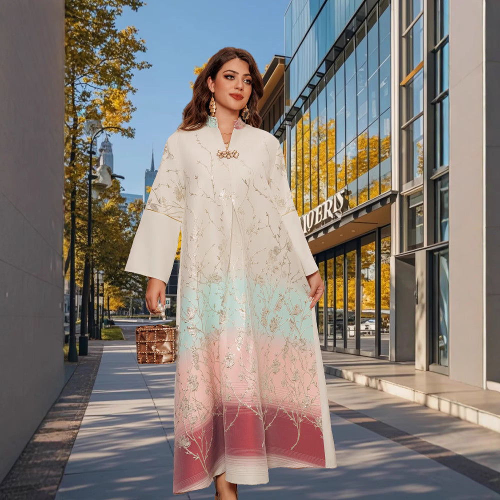 Middle East Muslim Stand Collar Gradient Women's Robe
