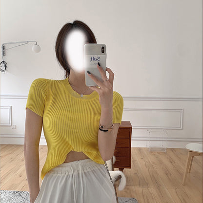Fashion Short-sleeved Knitted Top For Women