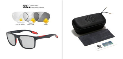 Square Polarized Sunglasses Silicone Nose Pads 1.1Tac Real Film Color Changing Outdoor Glasses