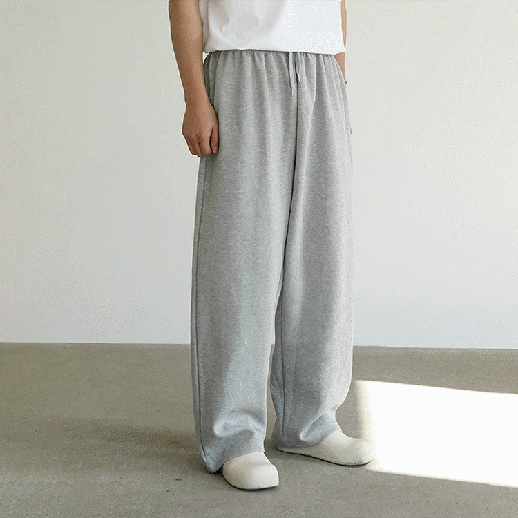 Men's Wide Leg Sweatpants Cotton Loose Gray Sweatpants Casual Trousers