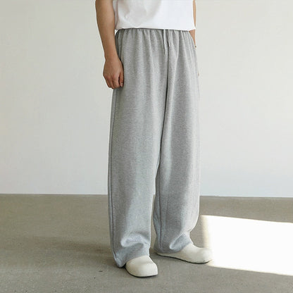 Men's Wide Leg Sweatpants Cotton Loose Gray Sweatpants Casual Trousers