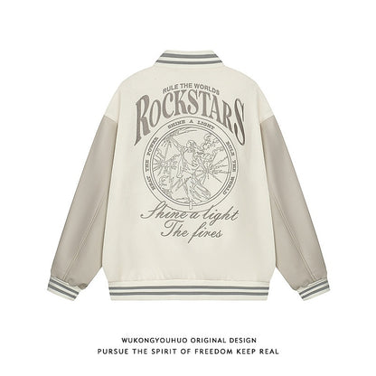 High Street Heavy Embroidered Woolen Baseball Jacket Men