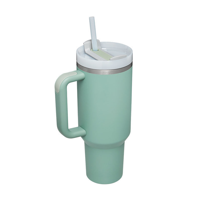 Tumbler with Handle & Straw – Stainless Steel Spill-Proof Travel Mug with Lid