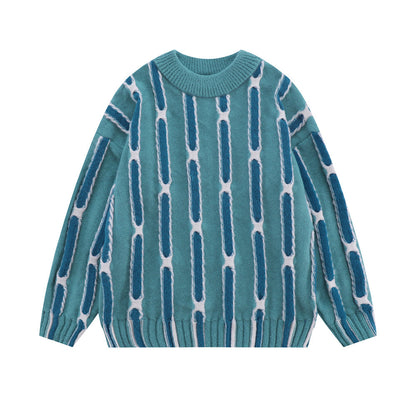 Contrast Striped Knitwear Men's Jacquard Sweater