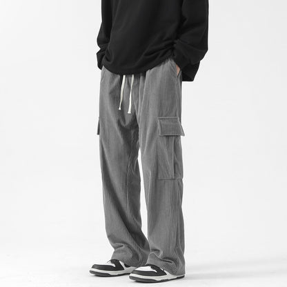 Autumn And Winter Corduroy Loose Straight Cargo Pants