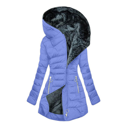 Fashion Long-sleeve Zipper Cotton-padded Coat Women